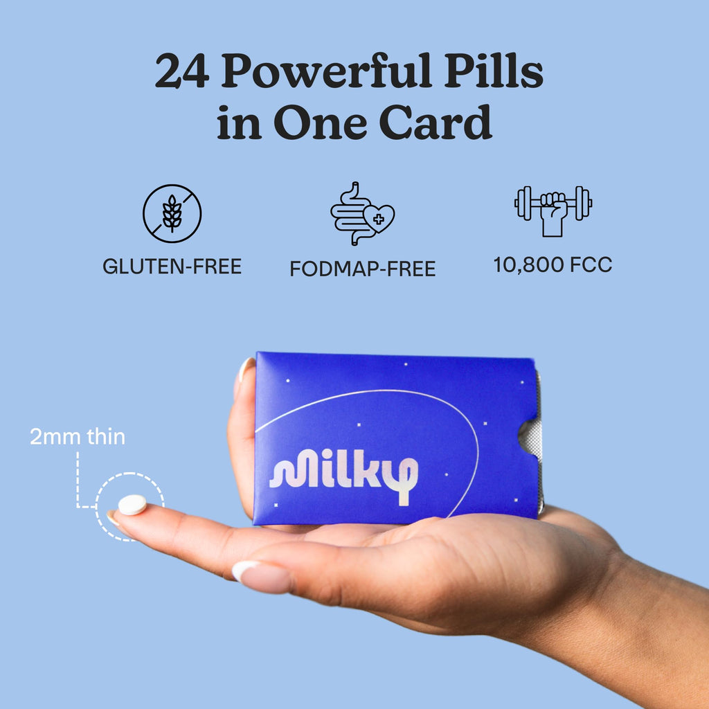 Milky Lactose Intolerance Pills - 10,800 FCC - Dairy Relief for Lactose Intolerance - Lactase Enzyme Tablets - Bloating & Gas Relief (96 Count Cosmic Black)