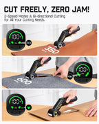 Fanttik C10 Pro BowGuide Electric Cardboard Cutter, Cordless Scissors with LED Display, 2-Speed Adjustable, Rechargeable Powerful Rotary Box Cutter with 2 Blades for Fabric, Carpet, Leather, Cardboard