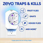 Zevo Flying Insect Trap - Plug-in Indoor Fly Trap and Bug Light Trap Refill with Blue and UV Light - No-Mess Cartridge for House Flies, Fruit Fly Trap and Gnats (1 Plug-in Base and 1 Cartridge)