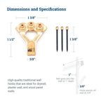 PHS 100 lb Picture Hanging Hooks – Heavy Duty Picture Hangers, 10 Pack Frame Hangers with Nails, Mirror Hanging Kit, Heavy Mirror Mounting Hardware for Drywall and Plaster