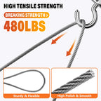CELYND Stainless Steel Wire Rope - 100FT 1/16" Aircraft Cable with 50Pcs Crimping Sleeves for Outdoor Hanging String Lights Garden Trellis Clothesline DIY Projects