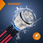 Nilight 19mm Push Button Switch 5PCS with Pre Wired Harness 12V 24V Stainless Steel Self Locking Latching LED Round Switches SPDT 4Pin Waterproof Metal Switch for Boats Cars Truck, 2 Years Warranty