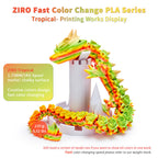 ZIRO 3D Printer Filament, Faster Color Change Filament 1.75mm, Color Gradient Material, No-Shine Rainbow PLA, Dimensional Accuracy +/- 0.03mm, Fit Most FDM Printer 1KG Spool, Tropical (Matte)