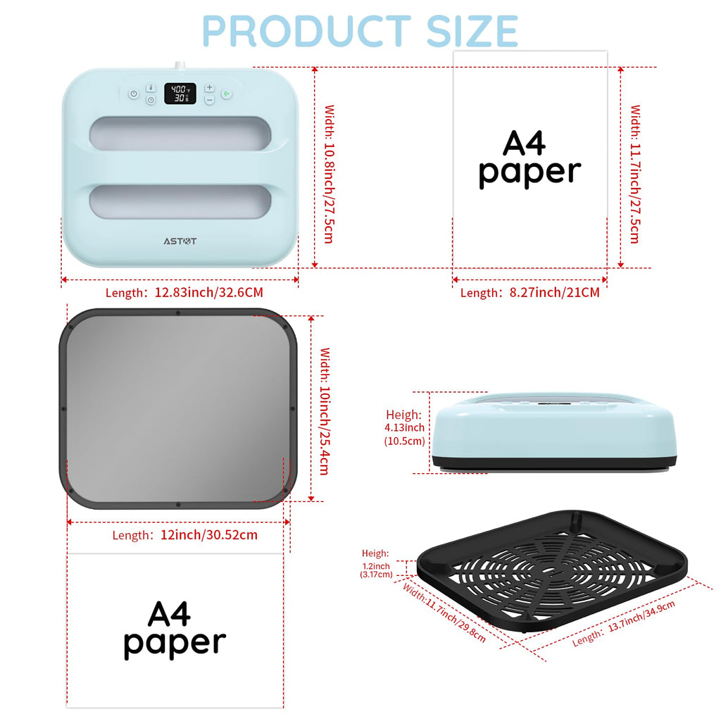 AST&T Heat Press 12"X10", Smart Heat Press Machine with Built-in Bluetooth for T-Shirts, Pillows, Tote Bags & More (Heat Press)
