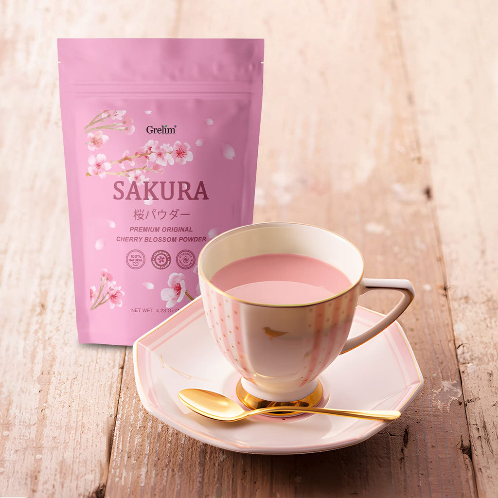 GRELIM Sakura Powder Premium Original Cherry Blossom Powder for Baking,Made in Kanagawa Great for Springtime Beverage, 4.23 Oz