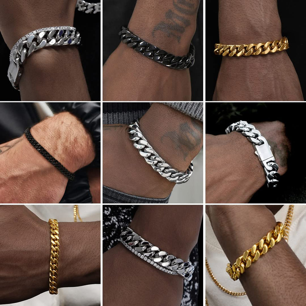 ChainsHouse Stainless Steel Cuban Link Bracelet for Men, 5mm 7.5 inch