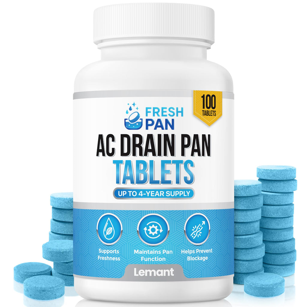 FreshPan AC Drain Pan Tablets (100 Count) | 4 Year Supply of Slow Release AC Condensate Pan Tablets for Clean, Fresh Flow