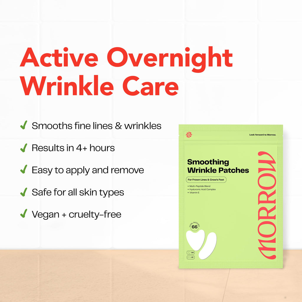 Morrow Beauty - Peptide-Infused Smoothing Wrinkle Patches - Overnight Patches for Smoothing Fine Lines and Wrinkles, Anti Aging Stickers for Crow's Feet, Elevens, Smile Lines (66 Count)