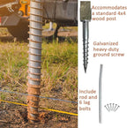 Ashman Ground Screw (1 Pack), No Dig, U-Model Screw in Post Stake - 27" Inch Long, Fits Standard 4x4 (3.5" X 3.5" Inch) Great for Mailbox Posts.