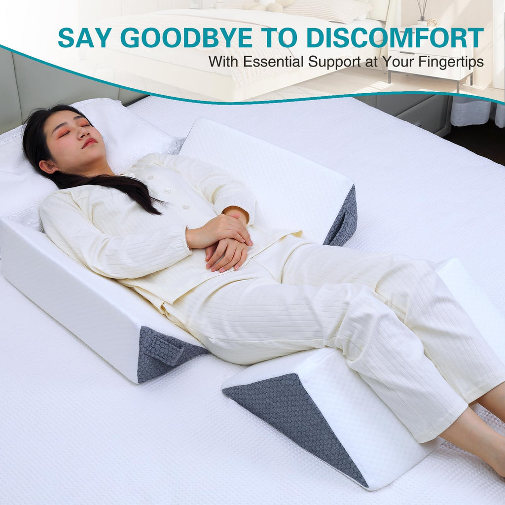 SJFFDP Wedges for Bed Positioning, 3PCS Bed Wedges & Body Positioners for Bed Sores, Side Sleeping, Back Support, After Surgery, Bedsore Pressure Relief, Positioning Wedge for Elderly & Adults