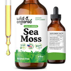 Wild & Organic Sea Moss Drops - Overall Support with Irish Seamoss and Bladderwrack - Multimineral Chondrus Crispus Tincture - Vegan, Sugar & Alcohol-Free Liquid Supplement - 4 fl oz