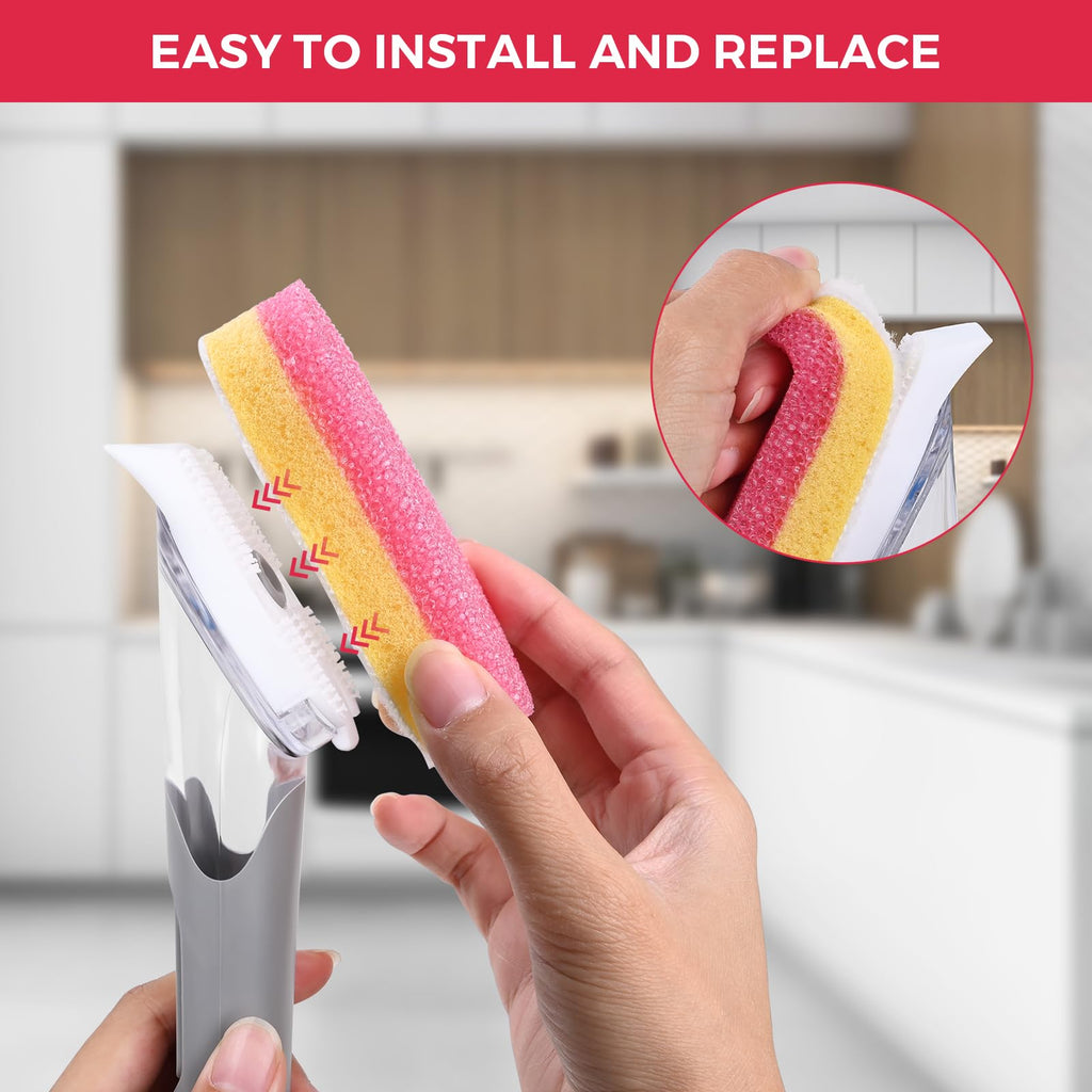 Sponge Refills for Scrub Daddy Dish Daddy - 20 Packs Dish Wand Refills, Scrub Brush Replacement Heads, Dish Brush Replacement Head for Kitchen Cleaning, Pink (Only Sponge Heads)