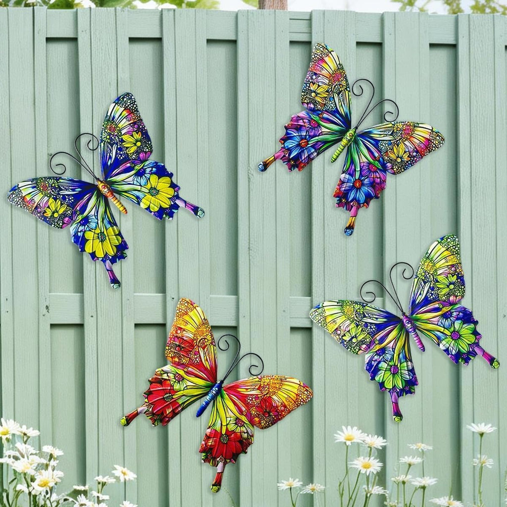 RLPZDWH Metal Butterfly Wall Art Decor, 4 Pack