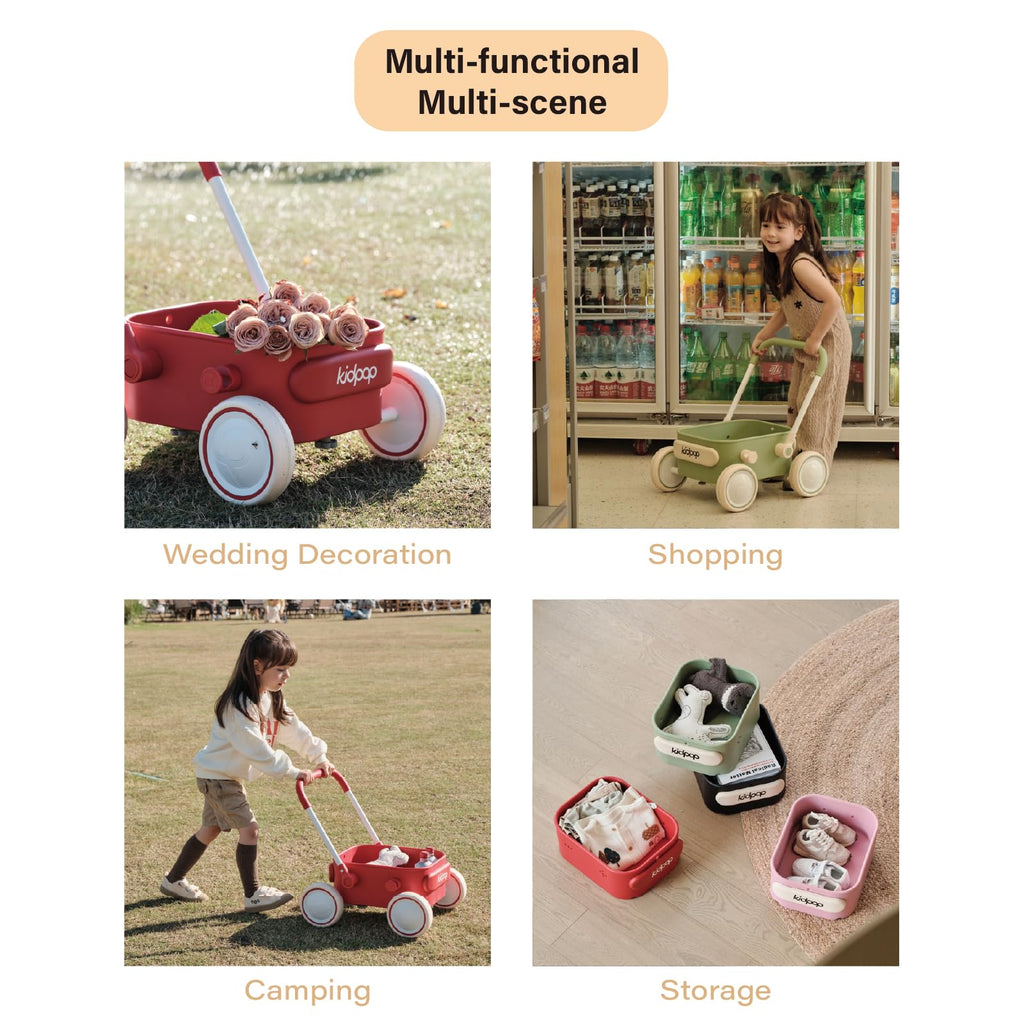 PULA Baby Push Walker with Wheels Toddler Wagon for First Learner Baby Toys 6-12 Months, 1 Year Old Birthday Gifts, Indoors and Outdoors (Pink)