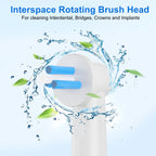 8pcs Interspace Toothbrush Heads, Compatible with Braun Oral B Electric Toothbrushes for Cleaning Crevices, Bridges and Implants.