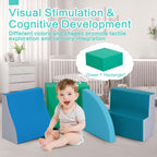 TODIBY 4-Pieces Climbing Toys for Toddlers: PU Leather - Soft Play Climbing for Toddlers - Foam Climbing Blocks for Crawling and Sliding Indoor Playground for Kids