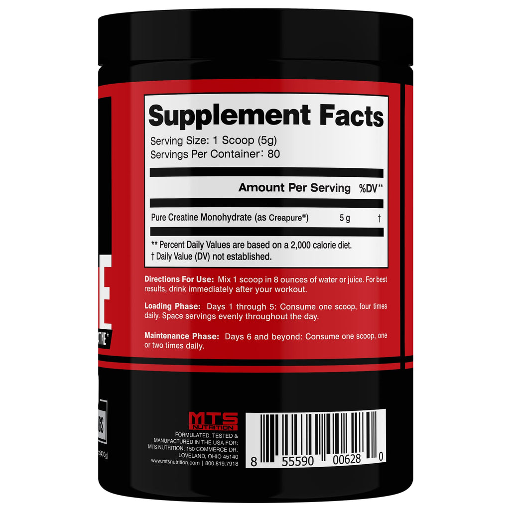 MTS Nutrition Creapure Creatine Powder - Muscle Growth & Recovery Supplement - 80 Servings Unflavored