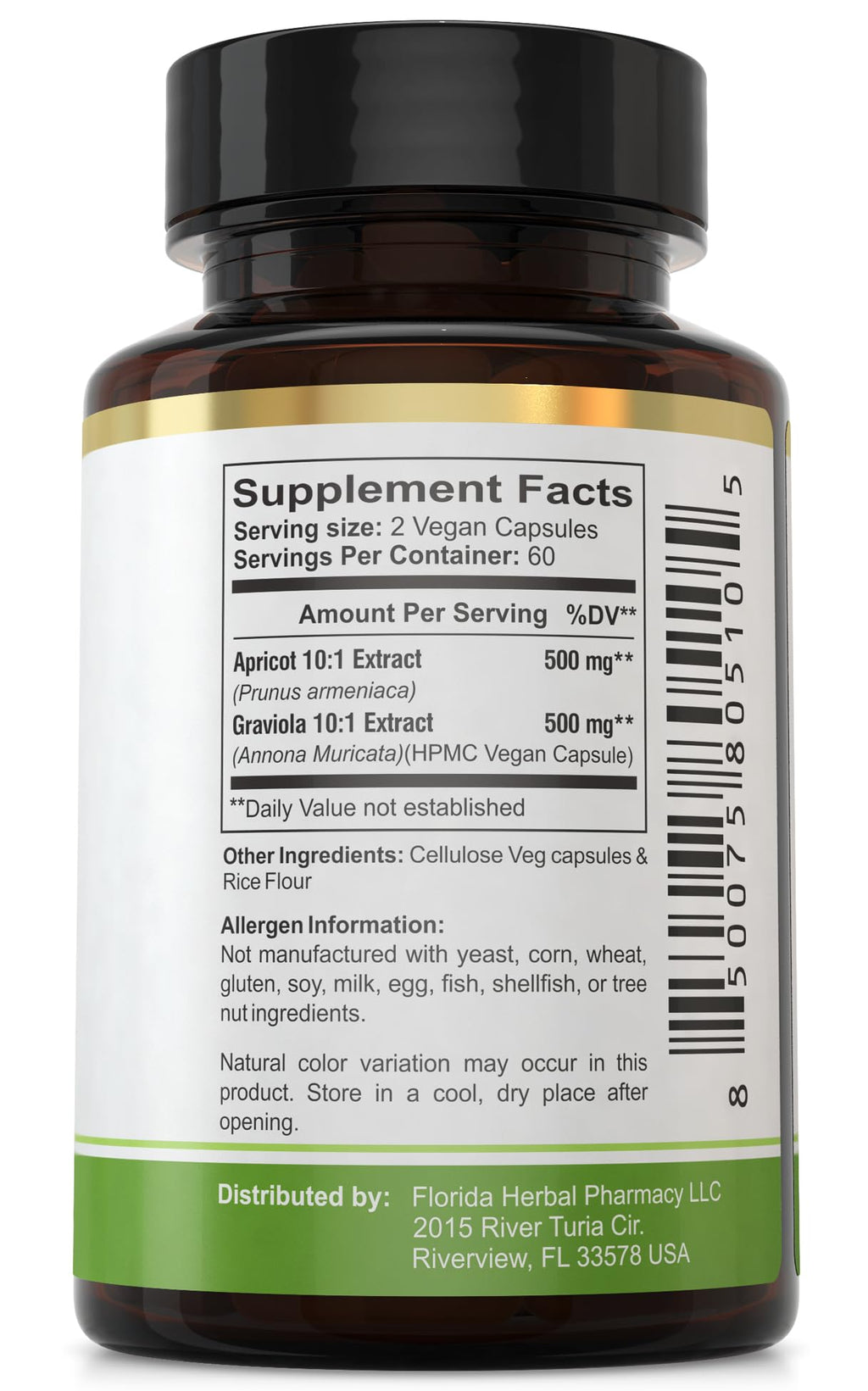 Apricot-Graviola Supplement Capsules 10:1 (120 Capsules)