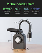 BN-LINK Outdoor 24-Hour Mechanical Timer Outlet, 1 Grounded Outlet, 2 Pack