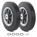 AR-PRO (2-Pack) 10'' x 2'' Flat Free Solid Rubber Tire and Wheel, 3/4" & 5/8" & 1/2" Axles Bore Hole with 2.23" Offset Hub, Replacement 10 Inche Wheel for Dolly Hand Trucks and Wheelbarrows