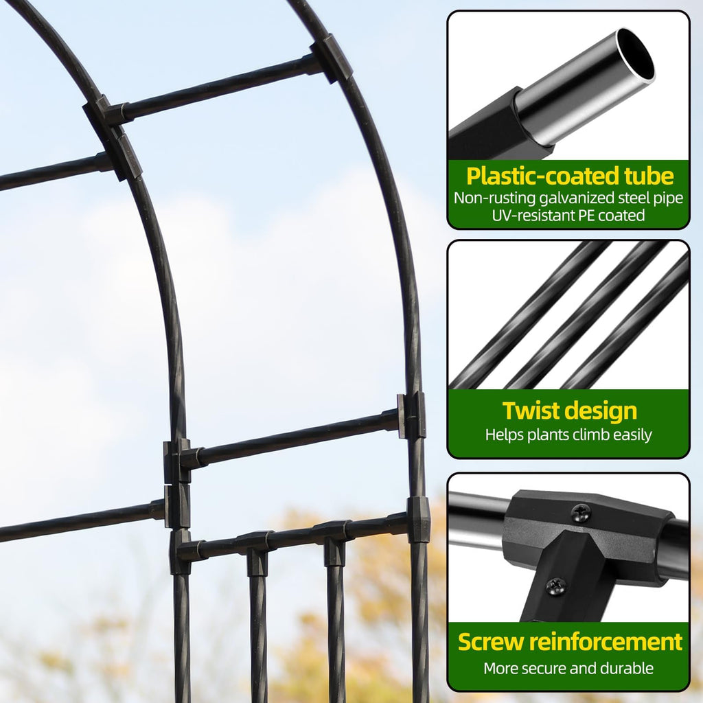BUKLIYN Half Sided Arch Against The Wall Garden Arch Trellis - Garden Arch Arbor Trellis for Climbing Plants Outdoor - Garden Arch Trellis Arbor for Home Yard and Garden（Black）