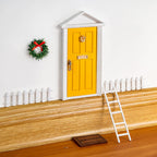 Wooden Yellow Fairy Door - Desk Fairy Door for Wall