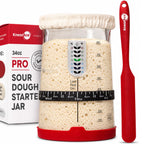 KNEADACE Pro Sourdough Bread Starter Kit - 34 oz Large Capacity Sourdough Starter Jar with 5 unique features for the perfect sour dough bread & sourdough starter kit - sourdough supplies (KA06)