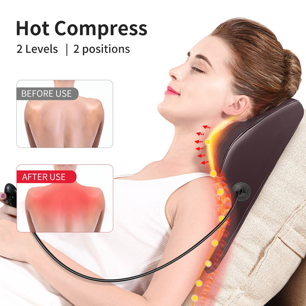 Boriwat Back Massager Neck Massager with Heat, Shiatsu Massage Pillow for Pain Relief, Massagers for Neck and Back, Shoulder, Leg, Gifts for Men Women Mom Dad, Stress Relax at Home Office and Car
