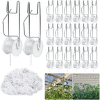 Hidbot Tomato Support Hooks with String 20 Pcs,100 Pcs Plant Support Clips for Climbing Plants,Tomato Trellis Roller Hooks with 49.2FT String,Reusable Grape Vine Clips to Prevent Tomatoes