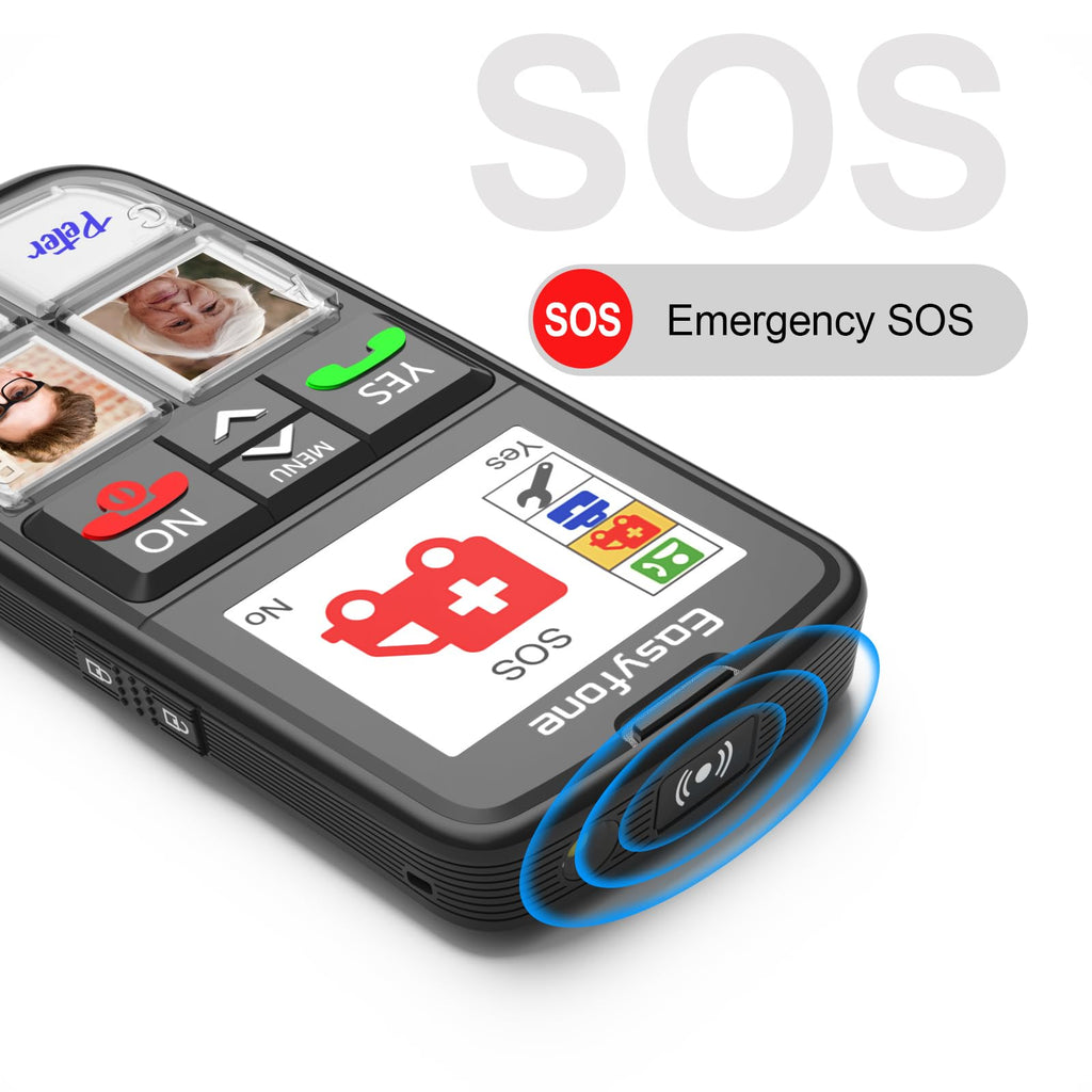 Easyfone T6 4G Picture Button Cell Phone for Seniors and Kids | Easy-to-Use | Clear Sound | Easy Charging Dock | SOS Button | SIM Card Included | Good for Dementia, Alzheimer's and Kids (T6 Black)