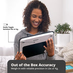 Greater Goods AccuCheck Digital Scale for Body Weight - Accurate Digital Bathroom Scale with High-Precision Sensors, Large Easy-to-Read Backlit Display, 400 lb Capacity, Auto Step-On (Black)