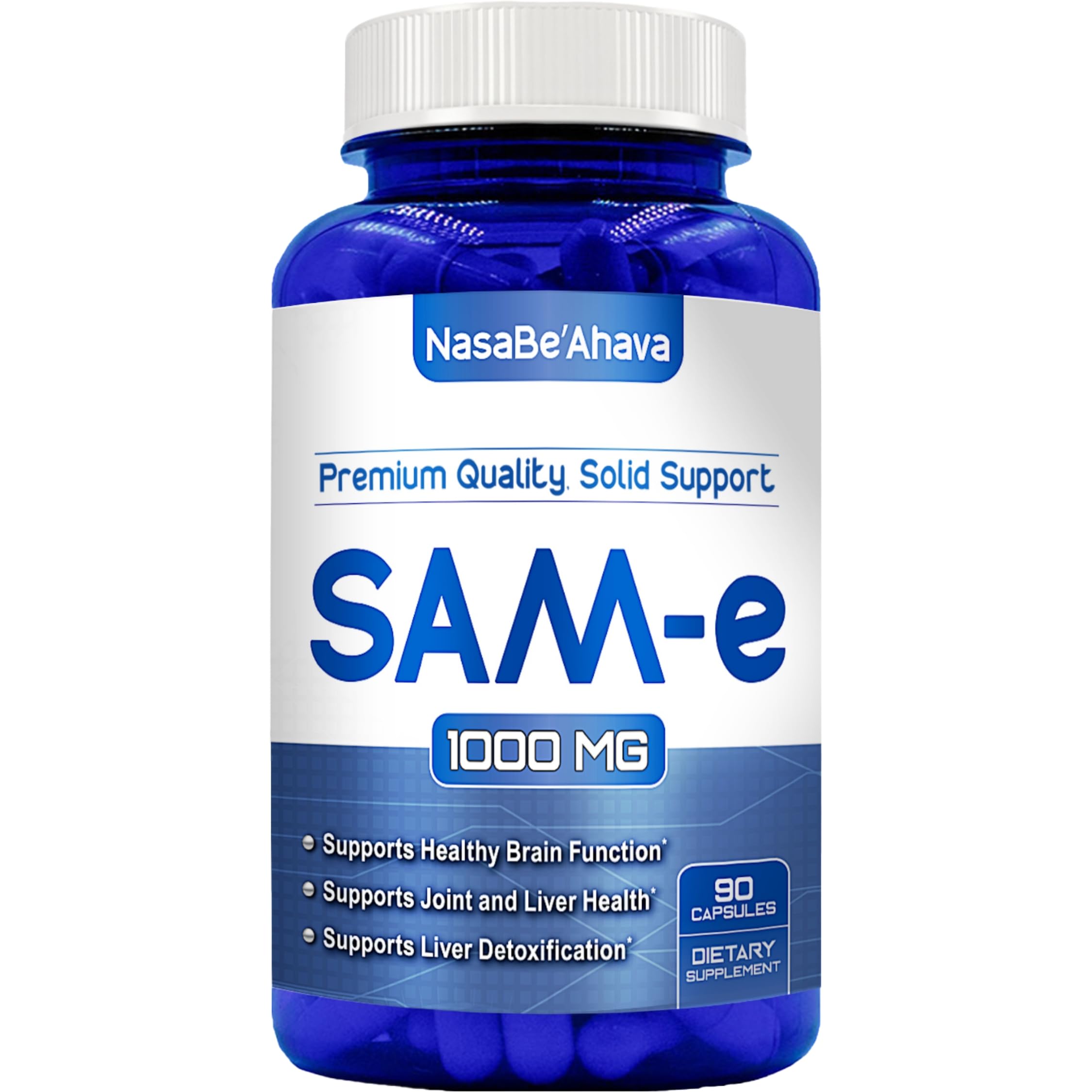 NasaBeahava Extra Strength SAM-e Supplement | Same S-Adenosyl-L-Methionine 1000mg per Serving for Bone and Mood Support Supplement | Made in the USA Non-GMO and Gluten Free (45 Day Supply) (Single)