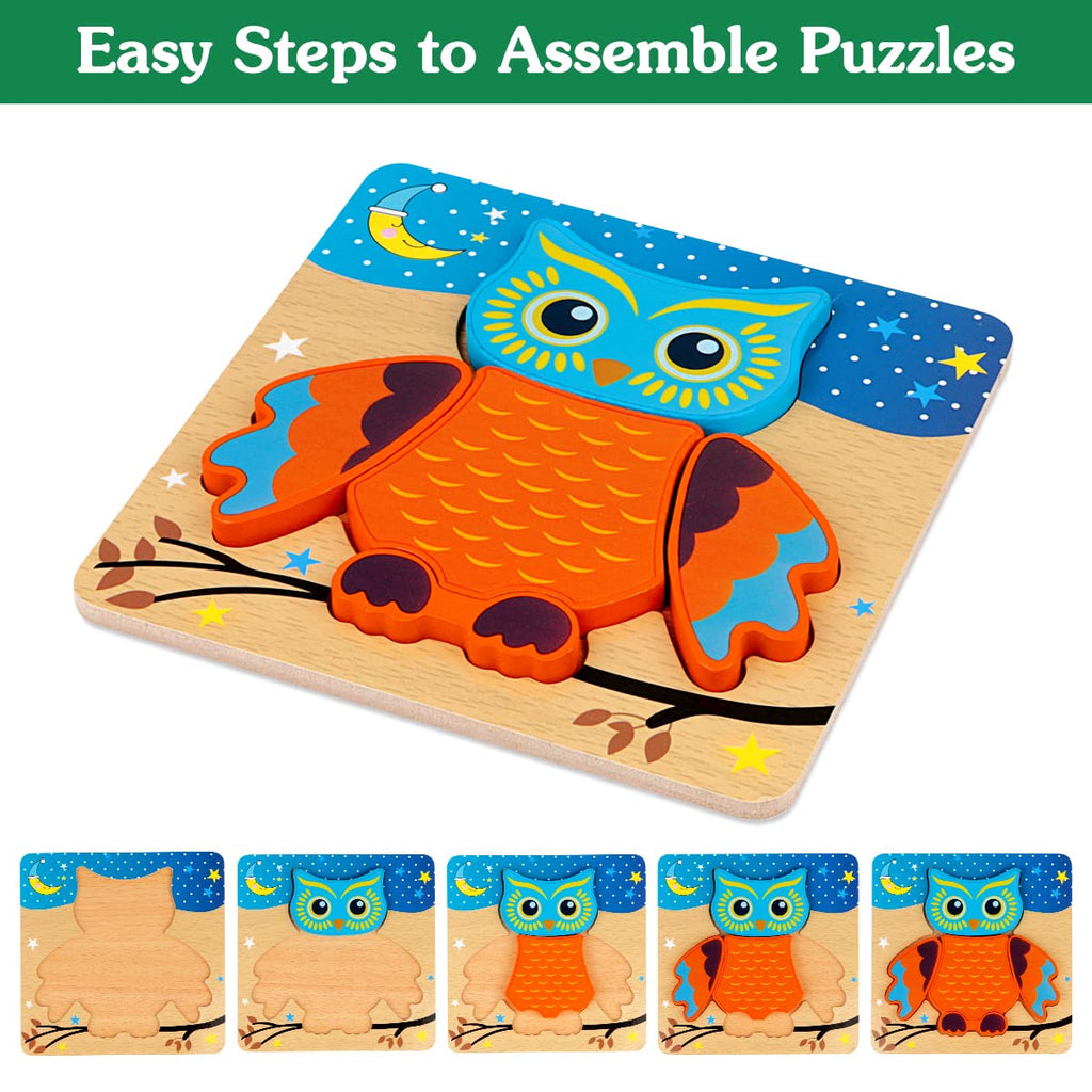 Wooden Toddler Puzzles Montessori Toys: Gifts for 1 2 3 Year Old Boys Girls