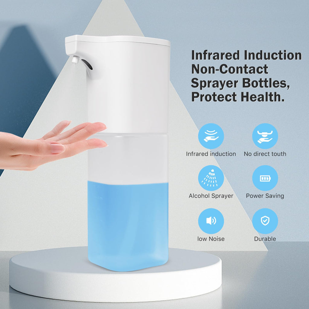 WAONIQ Touchless Alcohol Spray Dispenser, Infrared Induction Sprayer, Automatic Hand Sanitizer, White, 550ml, 8.9x2.9x10.3cm