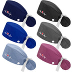 Honoson 6 Pcs Scrub Caps for Women with Buttons, Adjustable Bouffant Surgical Caps with Ponytail Holder, Cotton Nurse Hats(Classic Color,Classic)