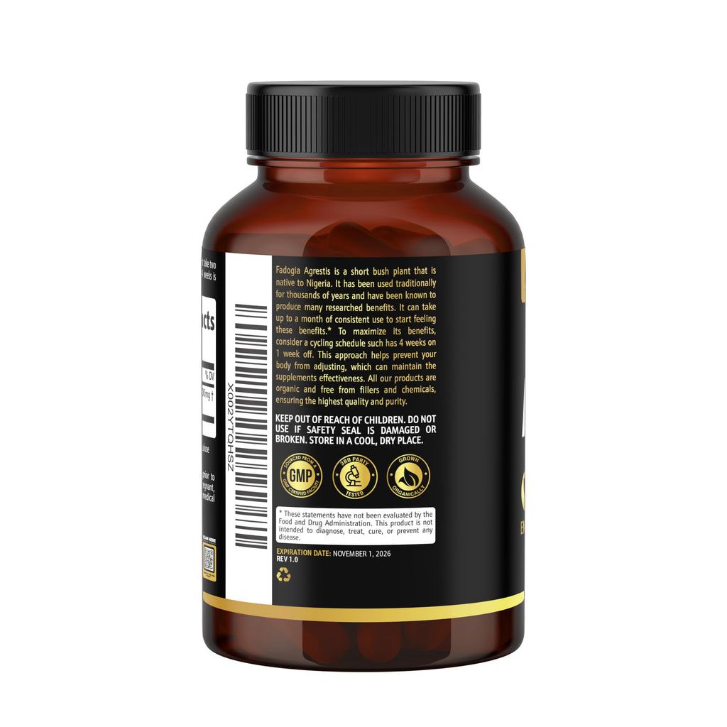 Earth Elixir Fadogia Agrestis Supplement 900mg (180 Capsules) - Made in USA - 3 Month Supply - 3rd Party Tested - Fadogia Agrestis Extract -Max Purity – 100% Pure – Fadogia Agrestis Capsules