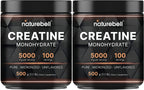 NatureBell 2 Pack Instant Creatine Monohydrate Powder 500g, 5,000mg Per Serving | Micronized, Pure, & Unflavored | Pre-Workout | Keto, Vegan, Filler-Free | 200 Servings (2.2 lb)