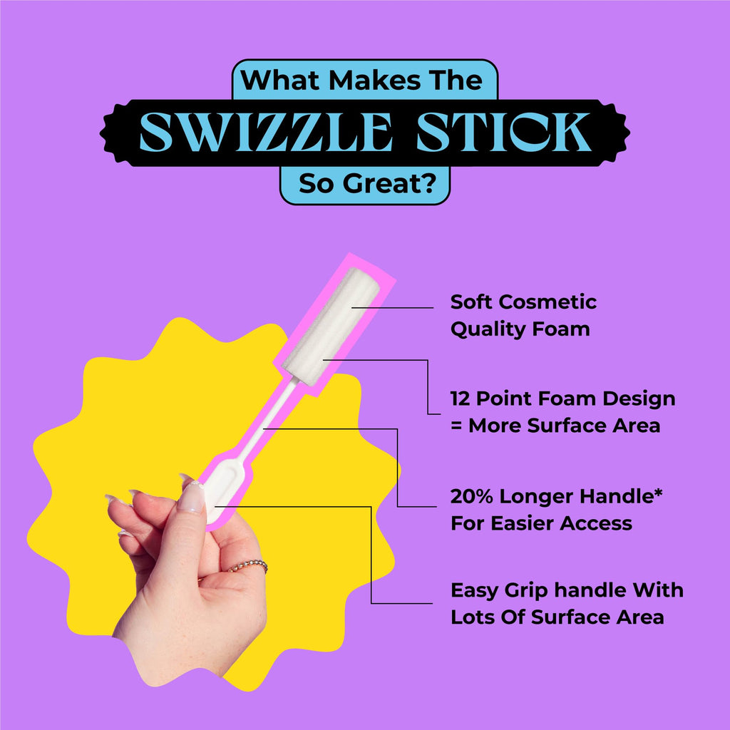 [25 Pack] Swizzle Stick Absorbing Sponge for Women - Ultra-Absorbent Post-Romance Cleanup Sponge to Stop the Drip - Long Handle, Easy Grip, Individually Packaged