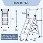 XinSunho 4 Step Ladder, Aluminum Folding Stool with Retractable Handgrip
