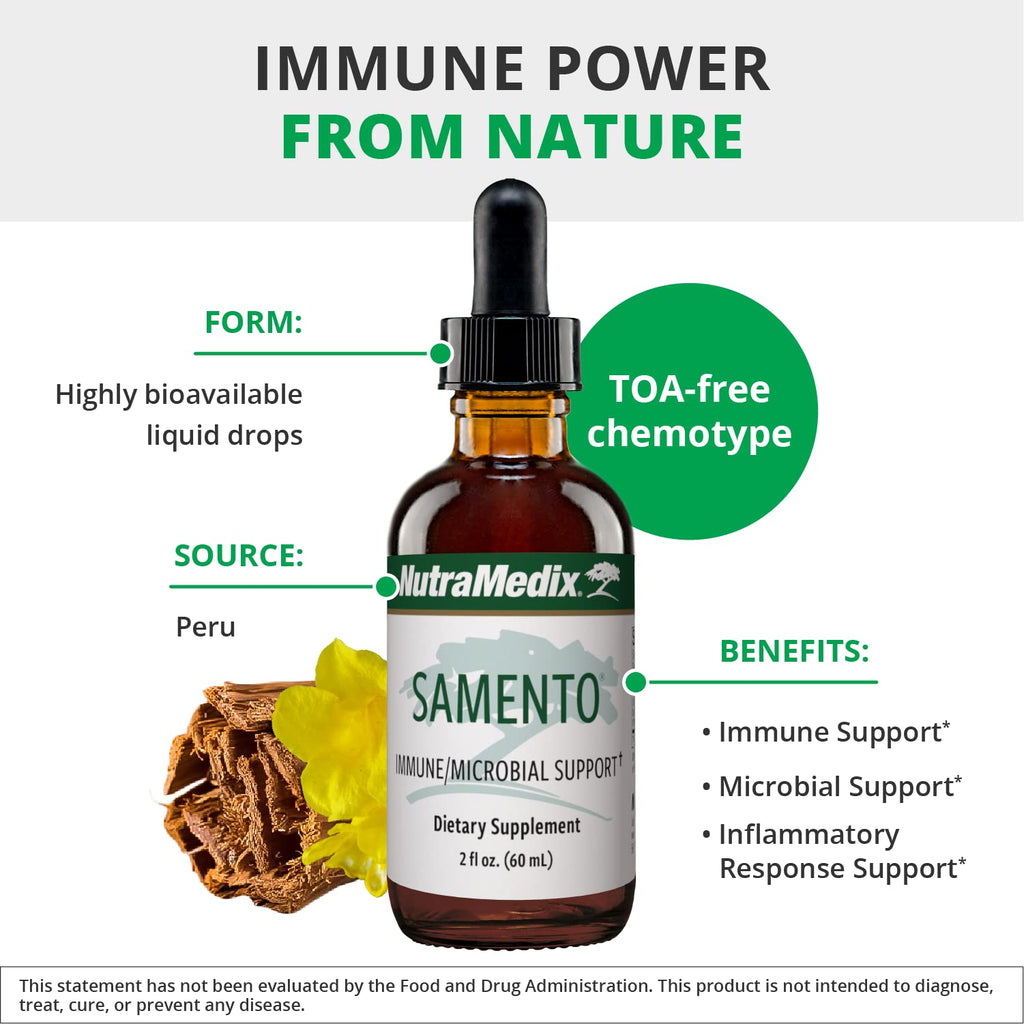 NutraMedix Samento Cat's Claw Tincture - Cat's Claw Tick Immune Support Supplement for Brain, Antioxidant, Cardiovascular & Microbial Support - Bioavailable Herbal Supplements from Nature (1oz / 30ml)