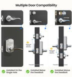 Veise Keypad Door Lock with Handle, Keyless Entry for Front Door & Bedroom, Electronic Lock with Code, Auto-Locking, Easy Installation, Passage Mode, Satin Nickel
