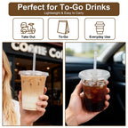 Lideropa 100 Pack 16oz Clear Plastic Cups with Lids and Straws, Leak-Proof Disposable Iced Coffee Cups, BPA-Free Recyclable PET To-Go Cups for Smoothies & Cold Drinks