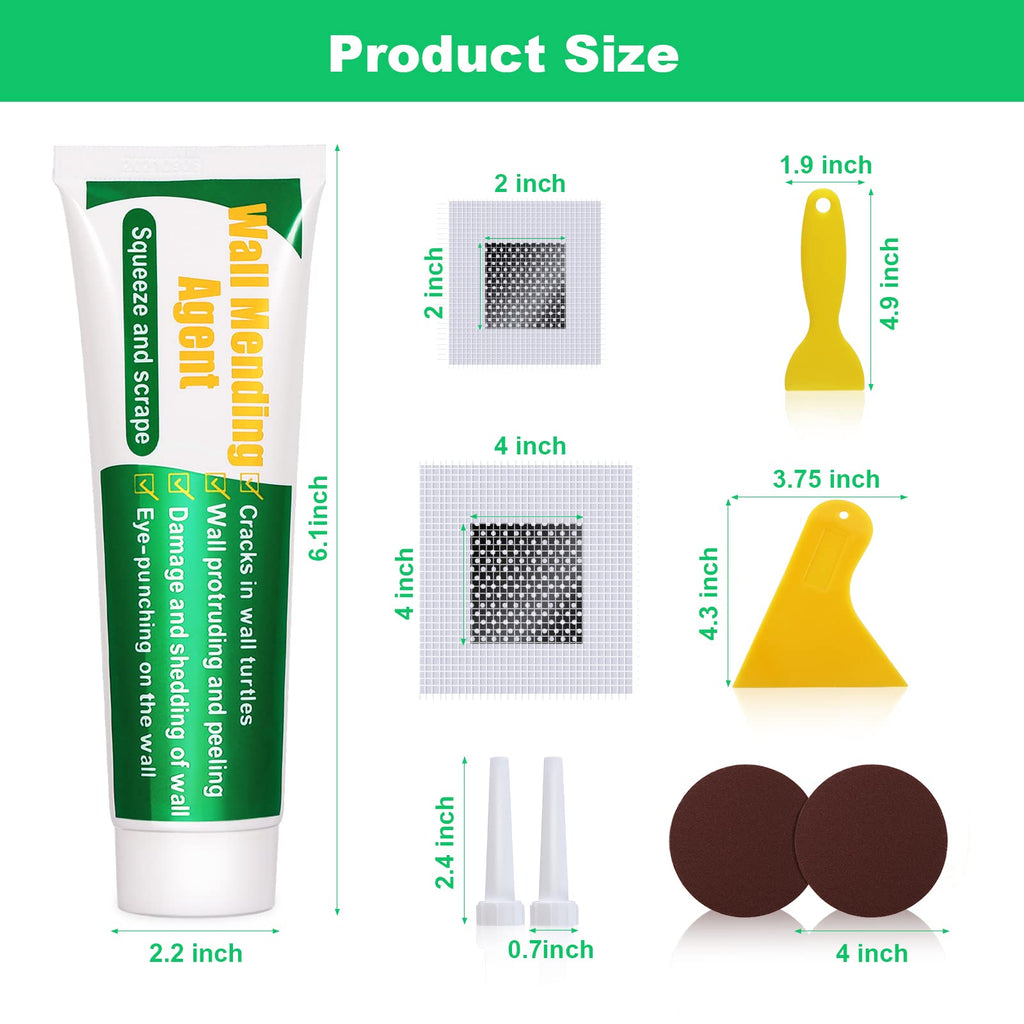 Drywall Repair Kit, 2 Pack Spackle Wall Repair Patch Kit with Scraper, Wall Mending Agent Large Hole Drywall Patch, Easy to Fill Holes in Home Wall and Quick Repair Crack, Plaster Wall Repair