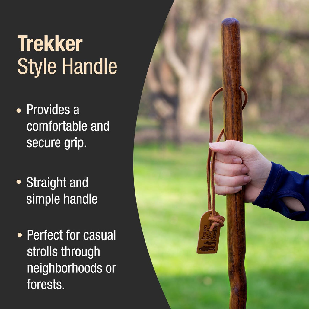 55" Texas Traveler Brazos Walking Stick, Handcrafted Red Pine Wooden Walking Sticks for Seniors Balance, Lightweight & Durable Wooden Walking Sticks for Hiking, Walking Sticks for Women and Men