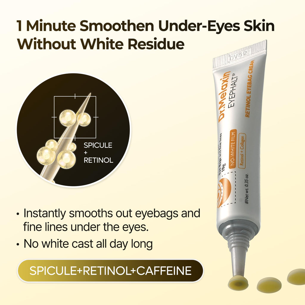 Dr.Melaxin Retinol Eyebag Cream for Puffiness, Dark Circles & Fine Lines, Wrinkle, EGF Anti-Aging Under Eye Moisturizer with Niacinamide&Ceramide Makeup friendly korean skin care