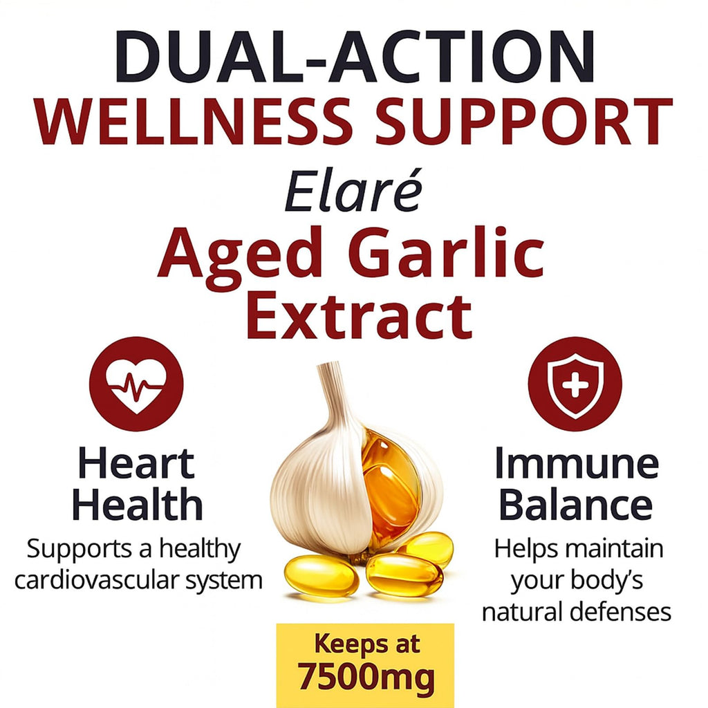 Elare Aged Garlic Extract – 300 Count 7500mg Odorless Organic Garlic Supplement for Heart & Immune Support – Non-GMO, All-Natural Softgels, 2-Year Matured for Antioxidant Wellness (2)