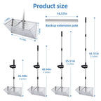 Large Stainless Sand Flea Rake Shark Tooth Sifter Comes Long Handle Sand Sifter for The Beach, 5-Section with Hand rake 16-Inch Wide Mesh Screen for Collecting Fleas , Shark Teeth, and Seashells