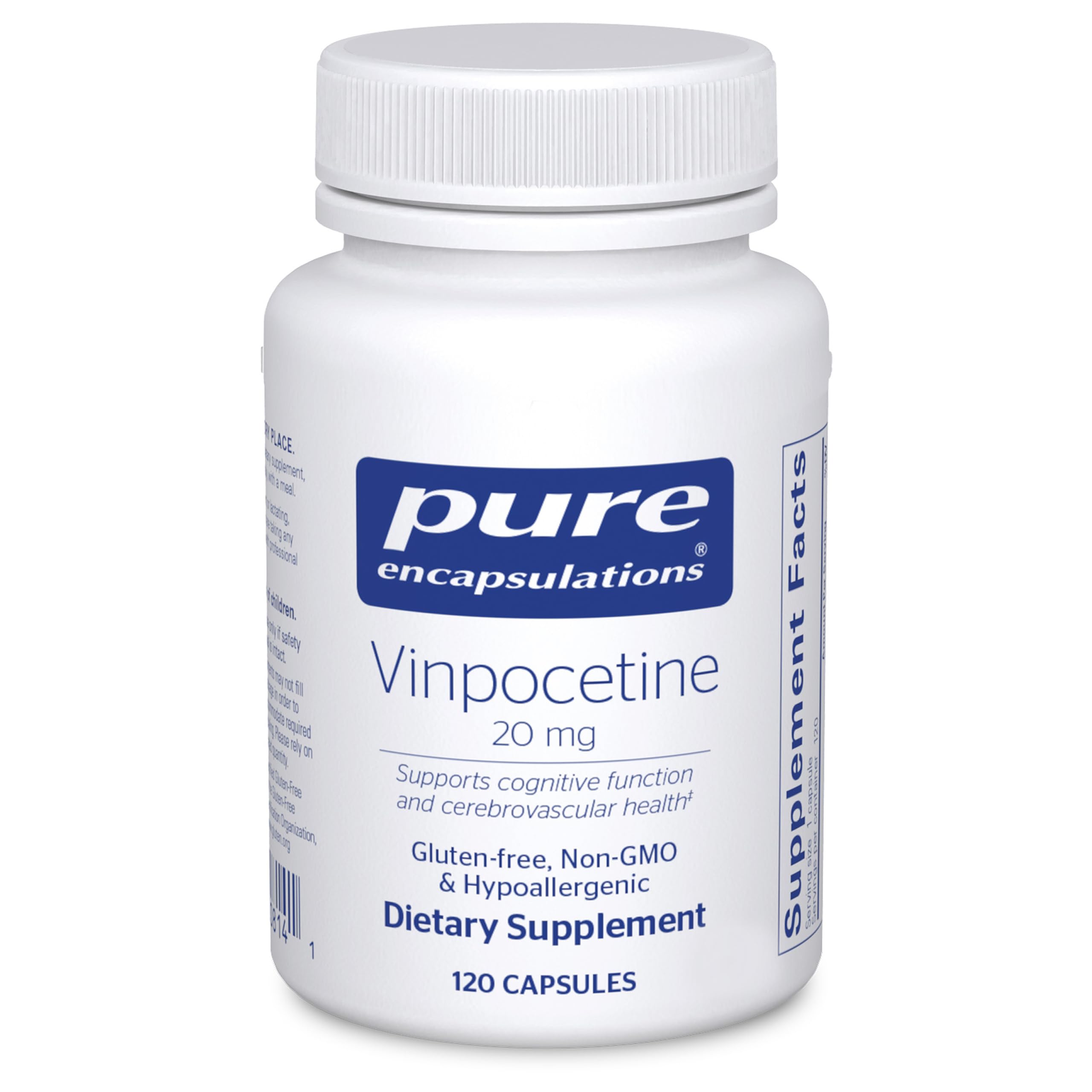 Pure Encapsulations Vinpocetine 20 mg - Brain & Cerebrovascular Support - Memory Support - Gluten-Free & Non-GMO - 120 Capsules