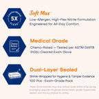 Supmedic Soft Max Medical Nitrile Exam Gloves Powder-Free Blue 100 Pcs (L)