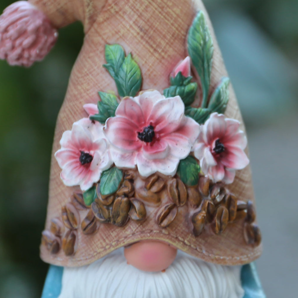 Roundot Coffee Gnome Playful and Fun Outdoor Decoration 6.5",Suitable for Garden, Balcony, Lawn Decoration, and Home Decoration, Fairy Garden.Garden Table Decor